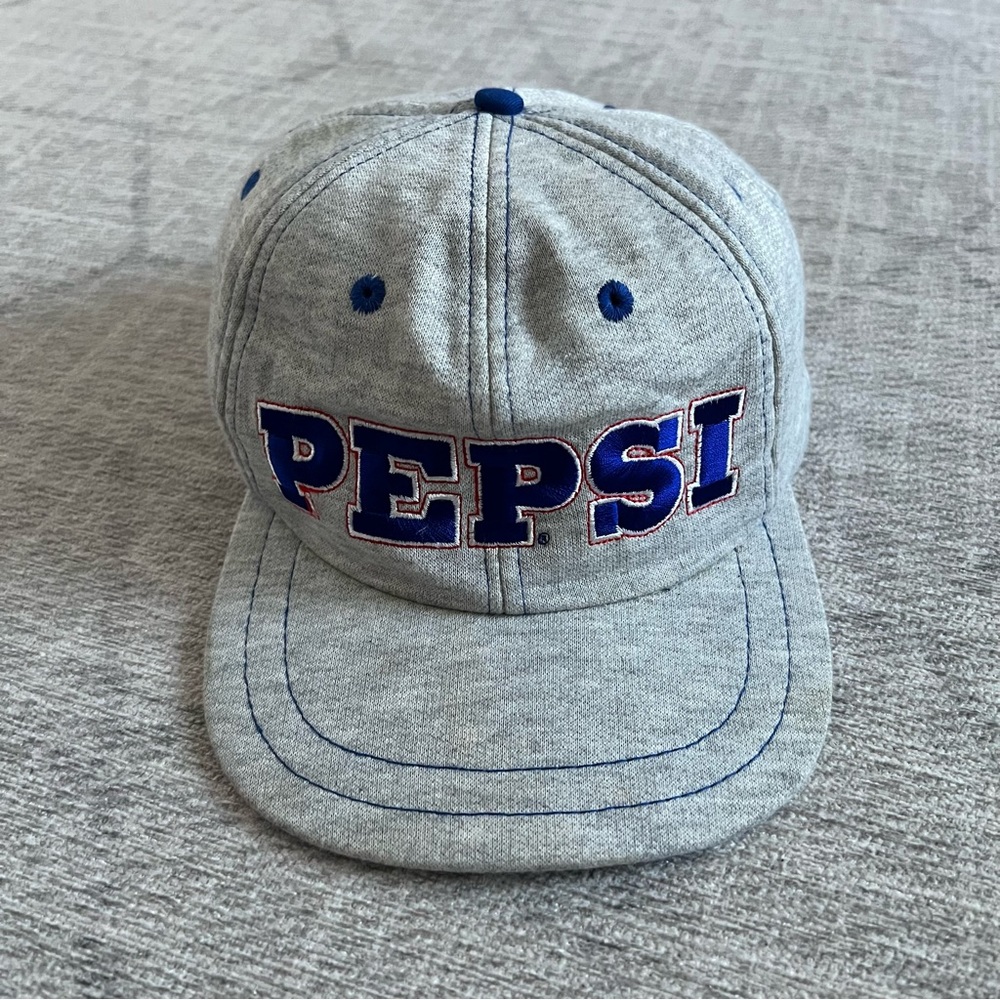Vintage 2000s Y2K Pepsi Cola Soda Fountain Drink Men’s Grey Flexfit OSFM Hat